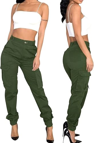 Miniatura 5 de Pantalones cargo de camuflaje para mujer con bolsillos, cintura alta, ajustados, casuales, cónicos, de camuflaje, pantalones de senderismo