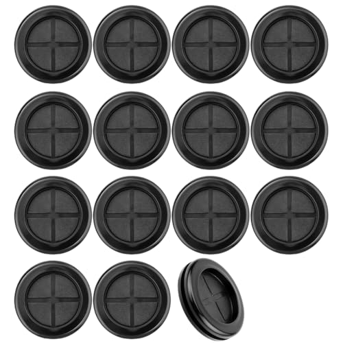 BLPRKOT 15 Pièces bouchons de carrosserie - 20 mm - Noir - Bouchon Caoutchouc - Étanche - Ronds - Double-face - Pour protection des câbles, protection des...