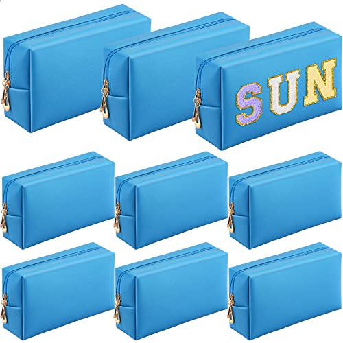 9 pe&ccedil;as de bolsa de maquiagem preppy bolsa de cosm&eacute;ticos de couro PU bolsa de maquiagem bolsa...