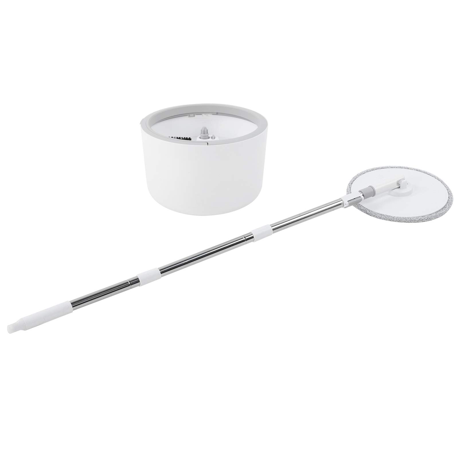 Juego de fregona giratoria universal y cubo para una fácil limpieza en casa con paño de microfibra y mango de acero inoxidable