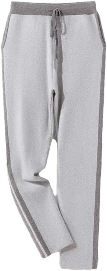 Men's 100% Cashmere Straight-Leg Pants Winter Thicked Thermal Knitted Pants Soft Comfortable Trousers