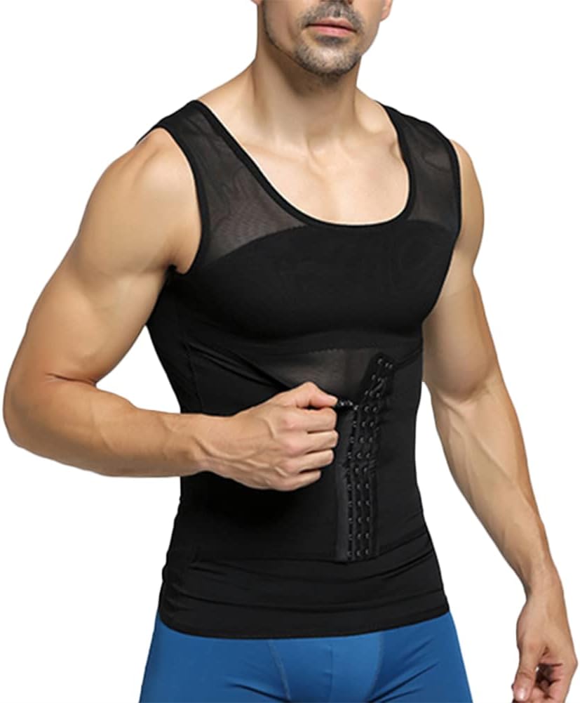 Mens Gynomastica Shirt Slimming Compression Body Shaper Vest Workout Tank Top Tummy Control