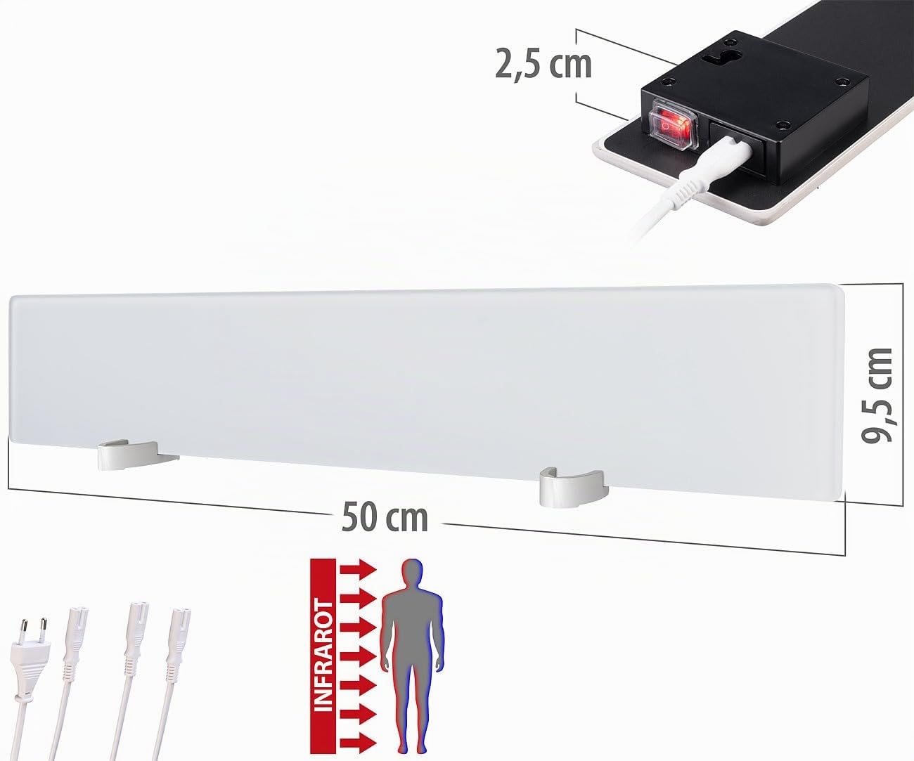 Sichler Haushaltsgeräte Anti-Schimmelheizungen: 3er-Set Infrarot-Schimmelentferner aus Glas für Wand & Bad, chemiefrei (Anti-Schimmel Elektroheizungen, Schimmel-frei für Wand, WC)