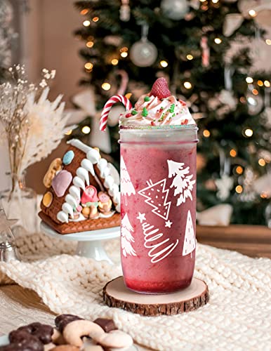 Christmas Cups, New Year Gift 24Oz Christmas Mason Jars With Lid And Straw Cute Christmas Gifts For Mom Women Men, Tumbler Drinking Glasses Coffee Cups Cookie Jar Decor Glassware Water Bottles #TOP4
