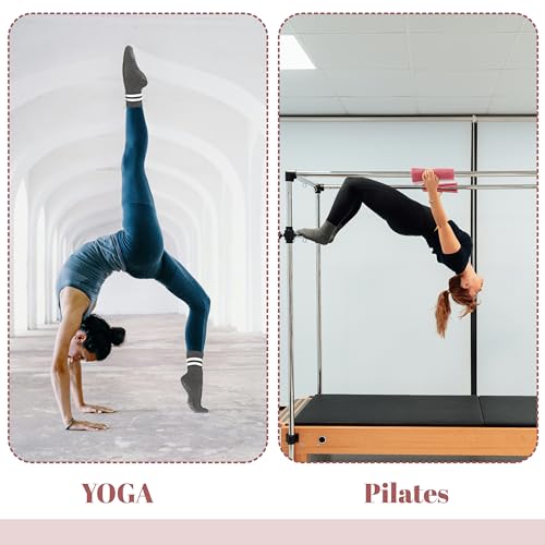 Sea Zaela Pilates Socks for Women with Non Slip Grippers Barre Socks Yoga Socks Mens Hospital Socks Sticky Socks 3 Pairs3