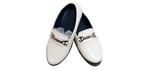 FOOTONREST Boys Latest White Color Outdoor Formal Casual Ethnic Daily Use Kids Loafers Shoes 1 Year to 7 Years Kids