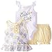Calvin Klein Baby-Girls Newborn Printed Top with Bodysuit and Yellow Shorts