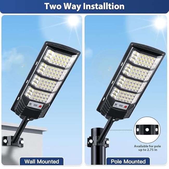 4 Pack Solar Street Lights Outdoor Waterproof, 20000LM 6500K LED Solar Motion Sensor Light Outdoor, Dusk to Dawn Flood Lights Remote Control, Commercial Area Parking Lot Light