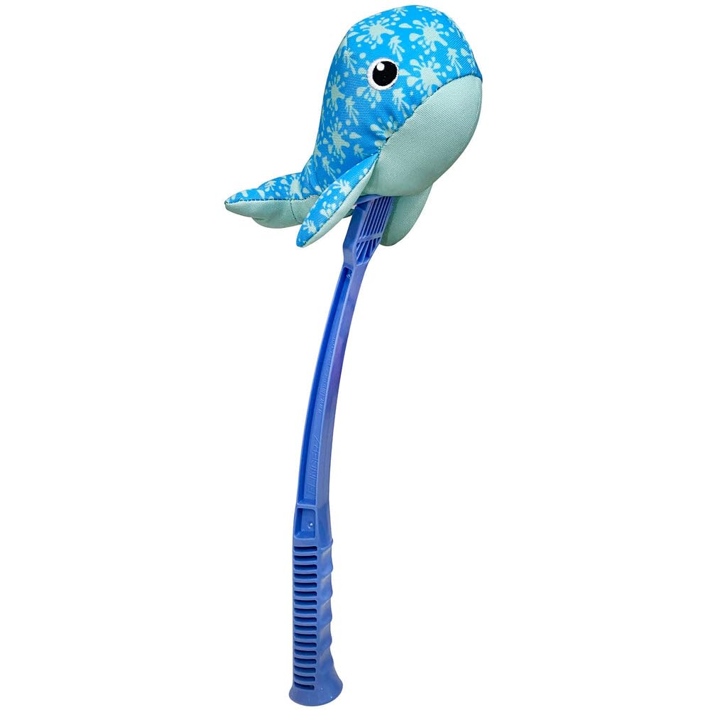 HUNTER Hundespielzeug Splash FLINGERZ Wal, schwimmfähiges Neopren, mit Schleuderstab kombinierbar, ideal für Strand & Wasser, gut sichtbar, waschbar bei 30 °C, Größe: 18 cm