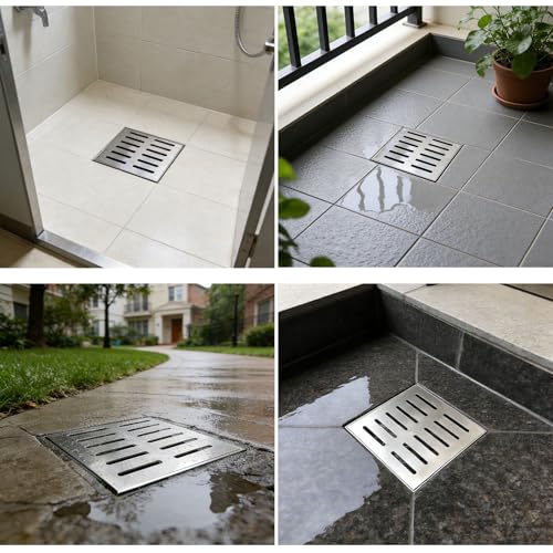 Grille carrée en acier inoxydable 304 très résistant pour évacuation d'eau - 8