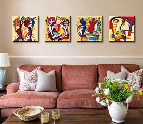Blinfeiru Colorful Music Graffiti Abstract Canvas Wall Art Modern Home Decor For Bedroom Living Room Contemporary Music Painting Poster Prints Stretched And Framed Ready To Hang 12 Inch X 12 Inch X 4 Inch thumb #5