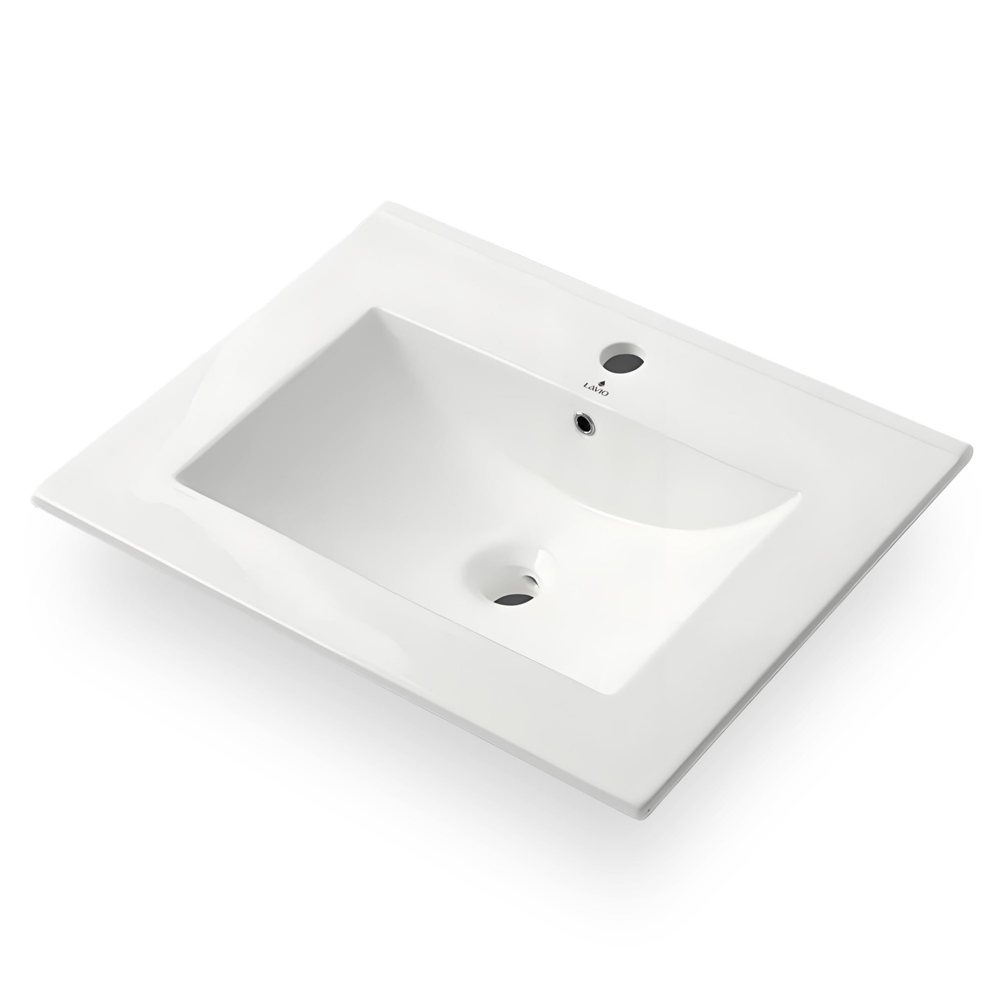 AKORD Lavabo de Cerámica Encastrable NORDIS para Mueble de Baño Rectangular, 61 x 46,5 cm, Blanco brillante