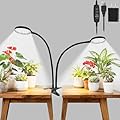 RODINTO Grow Lights for Indoor Plants Full Spectrum, Clip On Plant Light with Timer 4/8/12/18H, Adjustable Gooseneck, 5 Dimming Levels, LED Grow Lamp for Houseplants