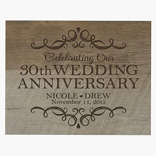 LifeSong Milestones Personalized Name and Date 30th Anniversary Plaque 30 Years of Marriage - Thirty Year Wedding Keepsake Gift for Parents Husband Wife him her 8