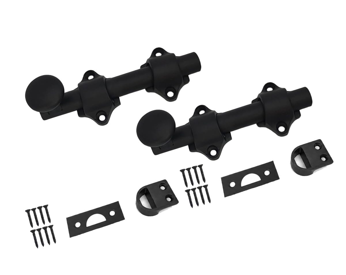 QCAA Massiver Messing-Türriegel, 10,2 cm, 15,2 cm, 20,3 cm, 30,5 cm, 45,7 cm und 61 cm 2er-Pack, matt schwarz (10,2 cm)