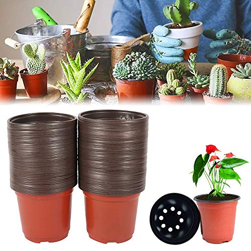 Preisvergleich Produktbild Pflanztöpfe Kunststoff mit Untersetzer, Anzuchttöpfe pflanzentöpfe Plastik pflanzentöpfe Kunststoff Blumentöpfe Anzuchttöpfe Nursery-Pot Klein für Sämlinge Miniaturpflanzen runde Saattöpfe