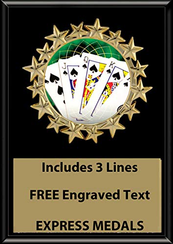 Express Medals 5x7 Poker Texas Holdem Plaque Award Trophy with Engraved Plate Black Color FCL432