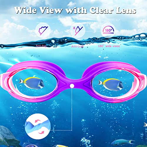 Ewpjdk Kids Swim Goggles - 2 Pack Swimming Goggles Anti Fog Anti-Uv No Leaking For Children Teens Boys & Girls Age 3-15 (Purple & Blue) #TOP2
