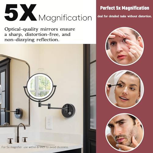 Espejo de Maquillaje de Pared Recargable con Luz y Aumento 5X miniatura 4