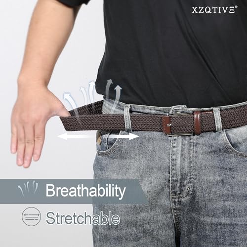 XZQTIVE Braided Stretch Belt Mens Gift Elastic Woven Belt for Golf Casual Pants Shirts Jeans4