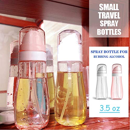 Mini Spray Bottles 3.5 oz - Plastic Mister Travel Spray Bottle 100ml - Small Spray Bottle for Hair - Empty Spray Bottles for Rubbing Alcohol, Liquids(2 PCS)