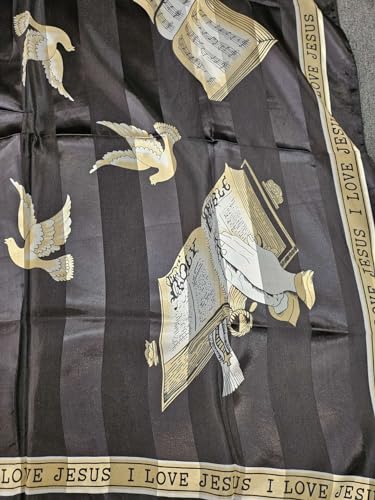 CLGIFT 4 pc x I love Jesus Scarf/Floral Silky Hair Scarf/Turban Scarf/Neck Scarf/Bandanna/Neckerchief/Braid Scarf//35" x 35"3