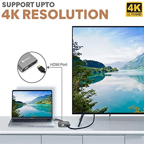Image of coconut USB C to HDMI Adapter 4 in 1 USB C HUB with 4K HDMI, VGA,Type C & USB 3.0 Converter Charging Cable Port Adapter for Laptop, Mac, PC