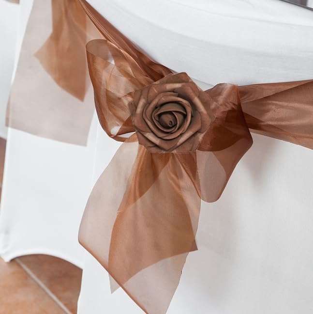 Artificial Flowers, 25pcs Artificial Rose for DIY Wedding Bouquets Centerpieces Arrangements, Brown Foam Roses with Stem for Bridal Shower Party Home Decorations - Image 7