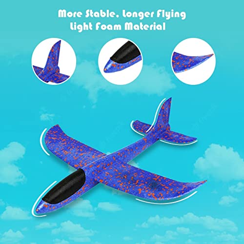 TOP VACUUM PARTS 19\" Airplane, Manual Throwing, Fun, challenging, Outdoor Sports Toy, Model Foam Airplane for Boys & Girls (Blue) 1PK - Thumbnail 7