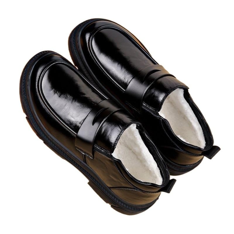 Men's Business Oxford Shoes High Top Warm Shoes Round Lace-up Non-Slip wear-Resistant Comfortable Breathable Outdoor Rubber Cotton Shoes for Men