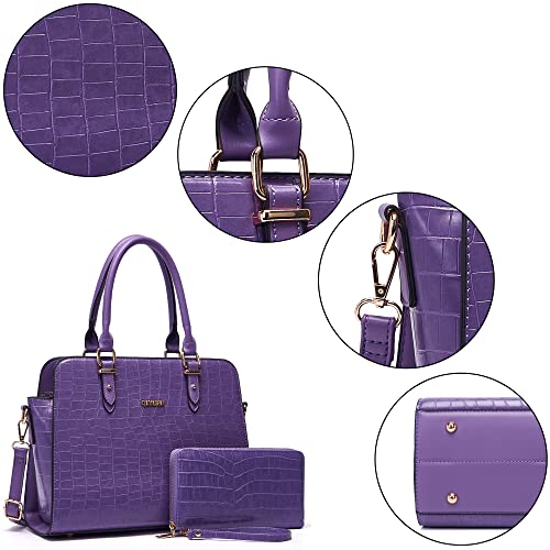 Image of Qiyuer Satchel Purses For Women Handbag And Wallet Set Tote Bag | Premium Vegan Leather,Matching Wallet,RFID Blocking,Work,Casual