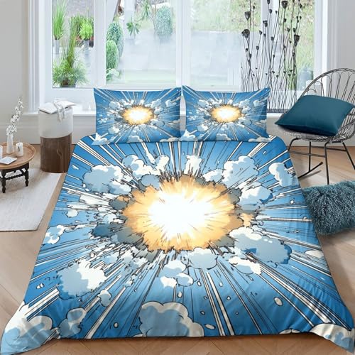 Parure de lit explosion BD anti-tache avec fermeture éclair lit single