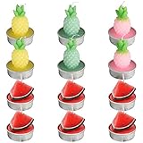 12PCS Pineapple Watermelon Tealight Candles Set, FULANDL Handmade Delicate Artificial Fruit Tealight...