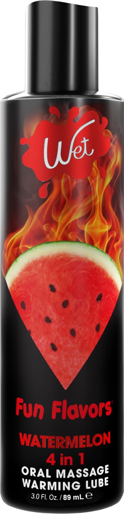 Wet Fun Flavors 4 In 1 Warming Water Based Lubricant, Watermelon Blast, 4.1 Ounce by Wet