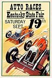 MAGNET Auto Races Kentucky State Fair 1930 Vintage Style Car Racing Magnet Vinyl Magnetic Sheet for Lockers, Cars, Signs, refrigerator 5"