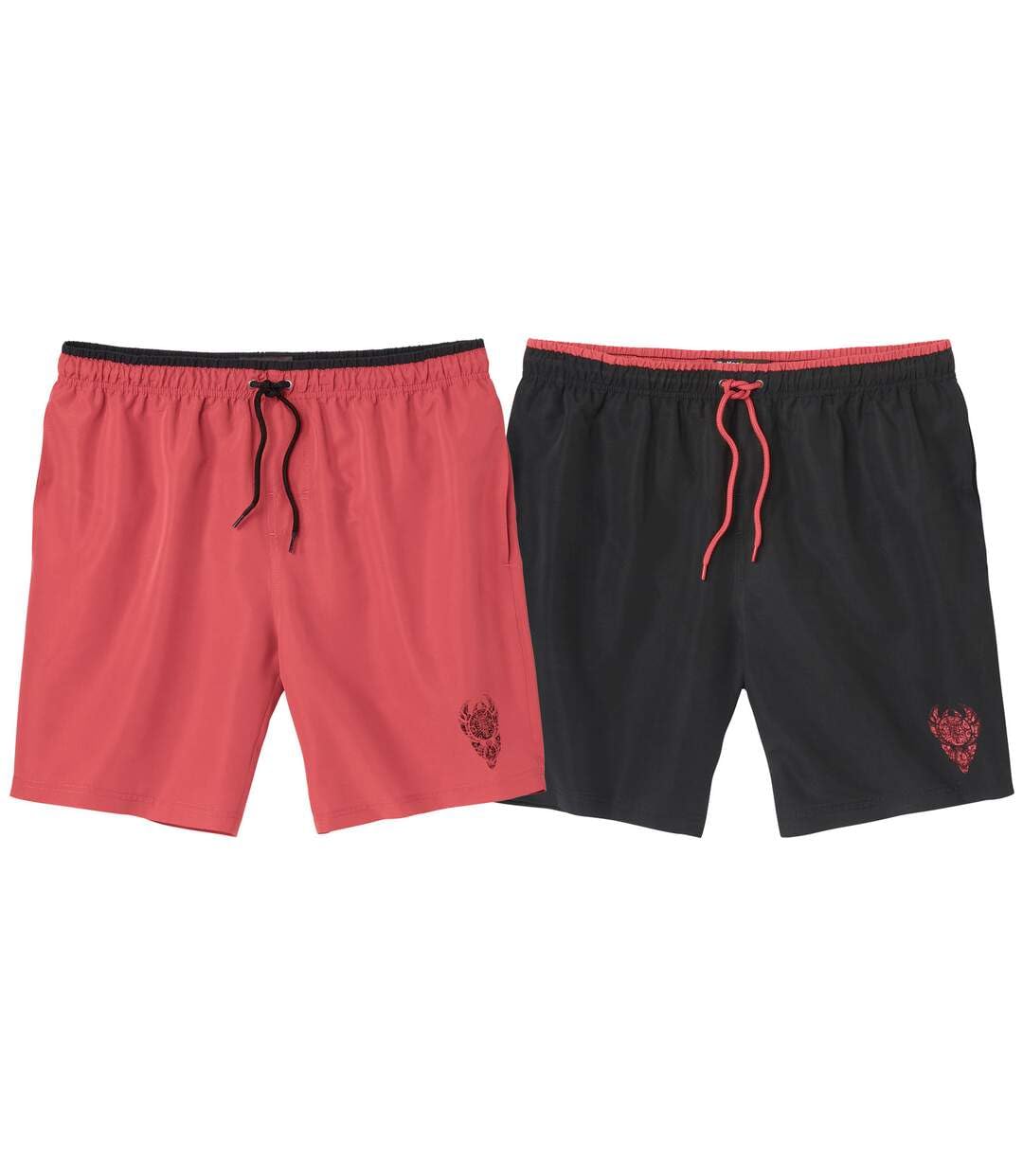 Atlas For Men Men's Black, Coral Atlas For - Pack Of 2 Swim Shorts - L