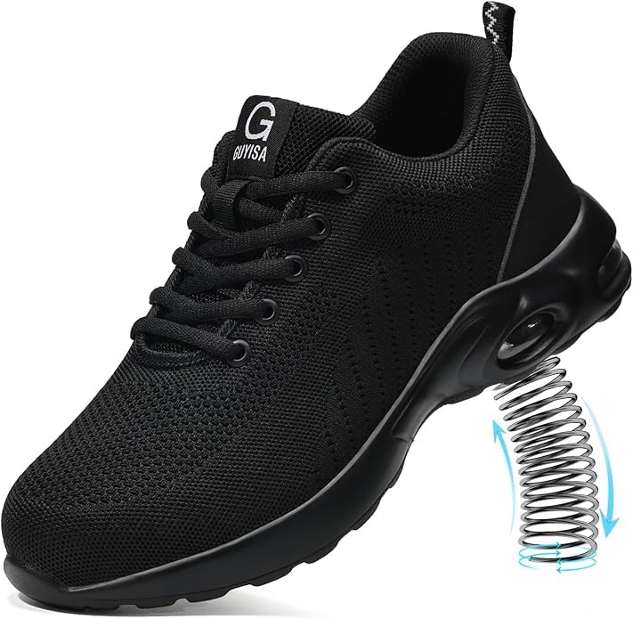 Image of Steel Toe Shoes for Men Lightweight Safety Work Shoes with Kevlar Puncture Resistant Midsole Comfortable Low Top Work Shoes for Warehouse Factory Light Construction