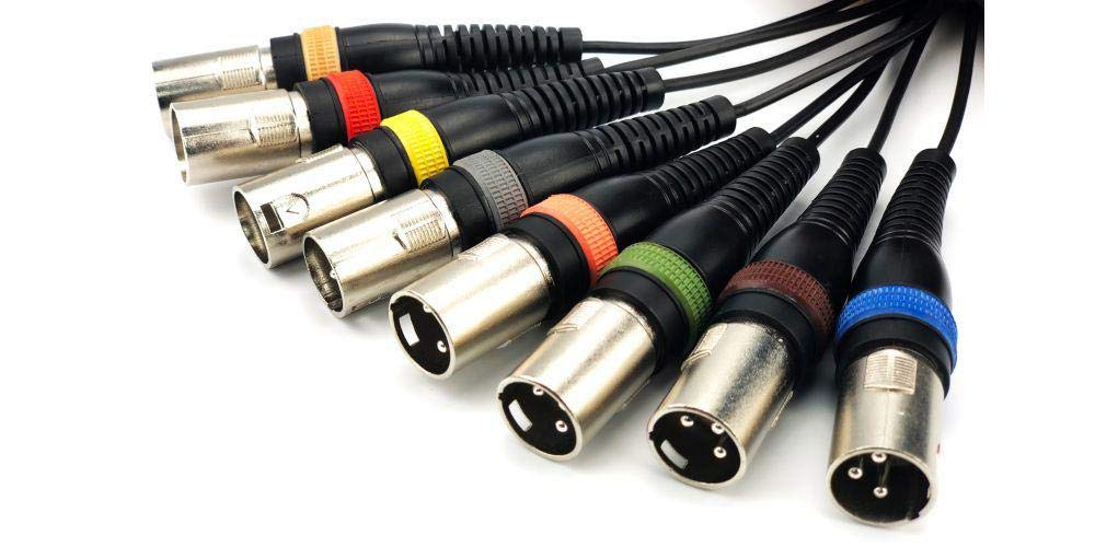 Audibax Cavi 8 x XLR Maschio a 8 x XLR Femmina - Lunghezza 10 Metri - Connettori OFC ad Alta Trasmissione del Segnale - Rivestiti in PVC - Massimo Isolamento - Diametro 6 mm - Colore Nero