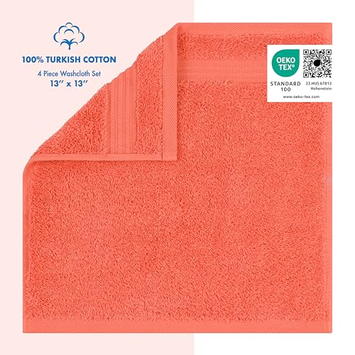 Cotton Paradise Türkisches Waschlappen-Set aus 100% Baumwolle, für Badezimmer, 4-teilig, weich, saugfähig, kleine Handtücher, Waschlappen… – Ansicht 2