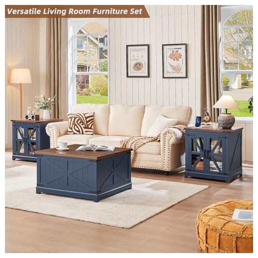 Farmhouse Style Coffee Table Set with Storage