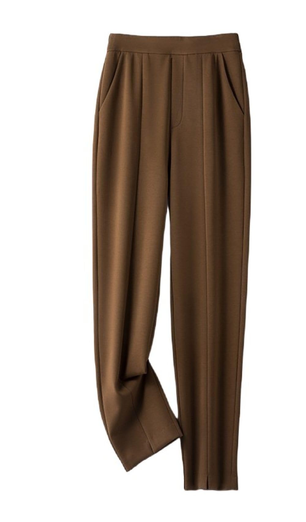 BROLEO Pantalones Harem Mujer Cintura Alta Pantalones con Cintura Elástica en la Espalda café Pantalones Largos Informales Palazzo con Bolsillos Pantalones Deportivos de Yoga Pantalones