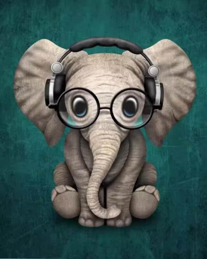 ABEUTY DIY Paint by Numbers for Adults Beginner - Elephant with Glasses Animal 16x20 inches Number Painting (Wooden Framed) — image 1