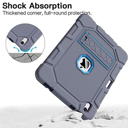 Image of Azzsy Case for iPad (A16) 11th Generation 11 Inch 2025 / iPad 10th Generation 10.9 Inch 2022, [Built-in Pencil Holder] Heavy Duty Shockproof Rugged Protective Case, Gray+Blue