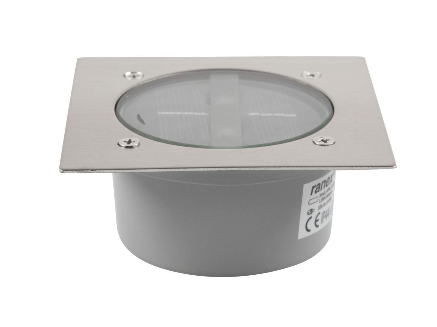 Ranex 4er SET moderner Solar LED Bodeneinbaustrahler 4-eckig in Edelstahl/Glas für Außen