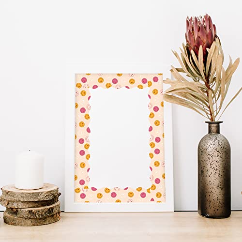 Image of Whaline 82Ft Boho Bulletin Board Borders Retro Groovy Daisy Flower Checkered Scalloped Border Trim Stickers 70s Hippie Preppy Classroom Decor for School Office Party Decoration