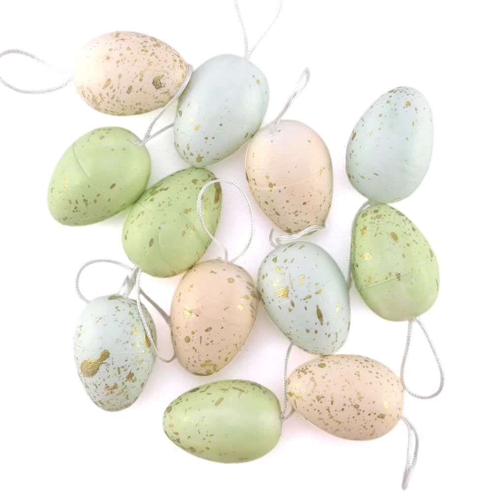 Crafty Capers Speckled Eggs | Mini Pastel Hanging Easter Ornaments | 4cm Tall | Set of 12