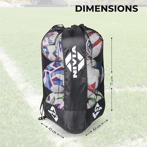 Image of Nivia 9-Ball Carry Bag, Heavy-Duty Mesh and Nylon Ball Storage Bag, Holds Up to 9 Footballs, Volleyballs, Drawstring Closure with Adjustable Shoulder Strap, Ideal for Teams, and Training Sessions