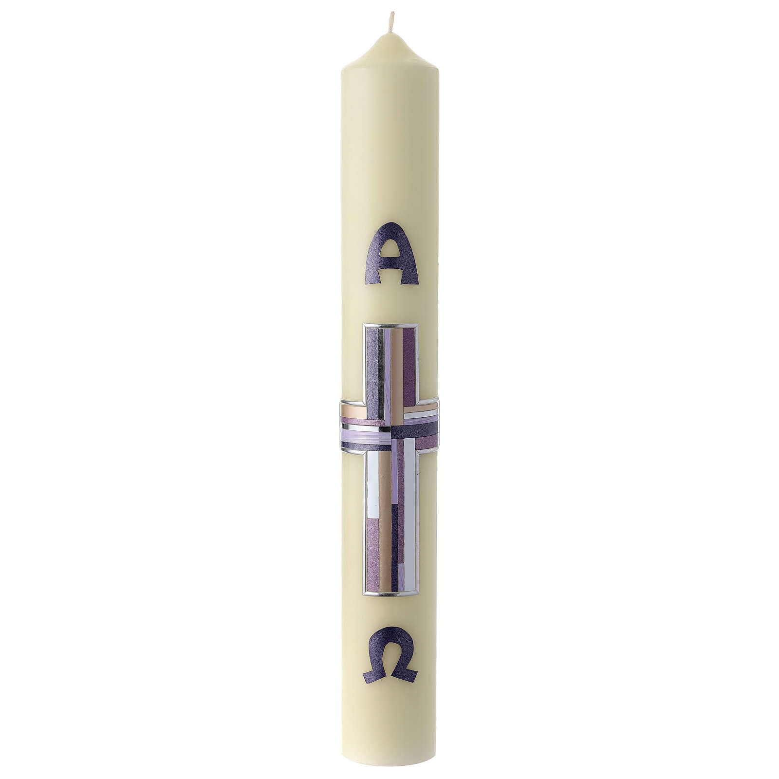 Easter Candle with Lilac Cross 60x8 cm