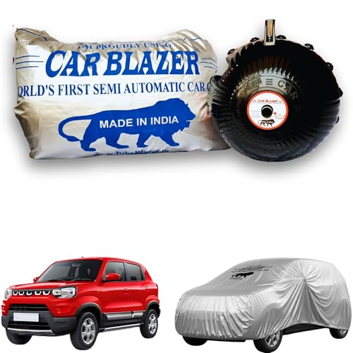Image of CARBLAZER Portable & Semi-Automatic Full Body Car Covers: Heavy Duty Device| Anti-Theft| Dust & Scratch Proof | Water & Wind Resistant|Custom Fit| Dual-Side Cover, Compatible for Maruti Spresso