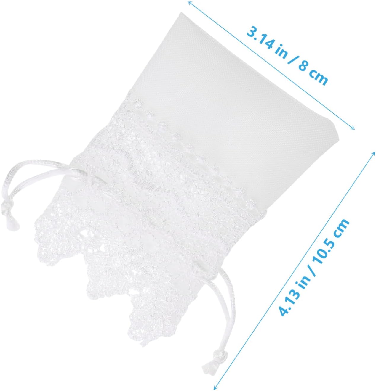 STOBOK 40 Pcs White Lace Drawstring Bags Small Organza Jewelry Pouches for Wedding Favors Christmas Party Bags with Easy Close Webbing Drawstring